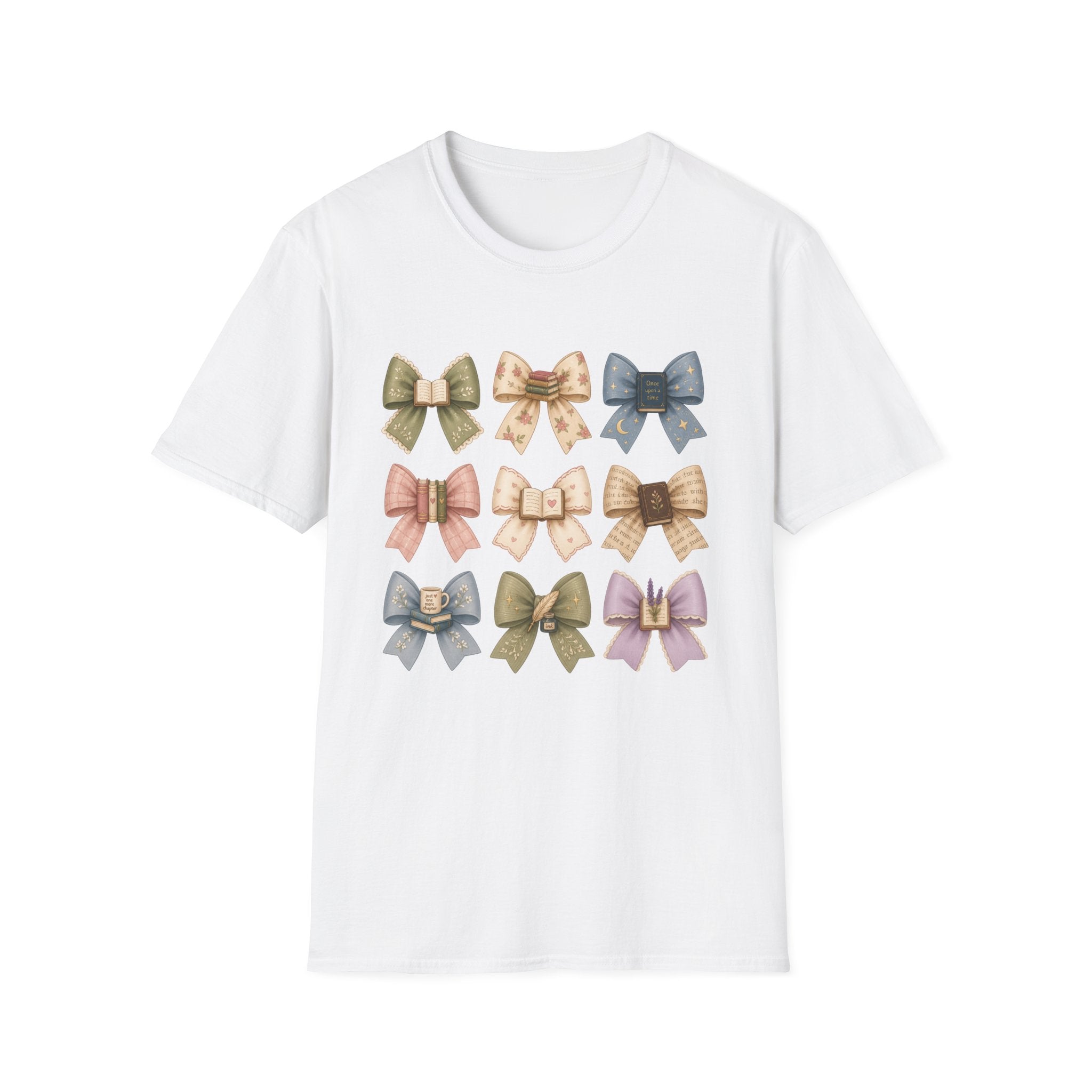 Bow Pattern T-Shirt — Vintage Floral Ribbon Graphic Tee