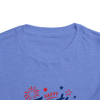 Happy Fourth of July Patriotic T-Shirt, Americana Fireworks Graphic Tee, Retro Independence Day Shirt, Summer Celebration Apparel, Red White Blue Outfit Toddler Short Sleeve Tee