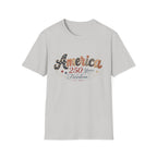 America 250 Years of Freedom Patchwork Shirt, Retro Patriotic Script Tee 1776 2026, 4th of July Vintage Americana T-Shirt, Gingham Stars Scrollwork Anniversary