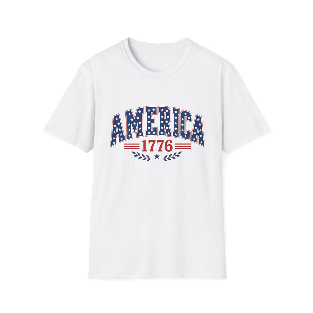 America 1776 Patriotic Tee, USA Heritage Shirt, Red White Blue Graphic Top, Classic American Pride OutfitT-Shirt