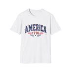 America 1776 Patriotic Tee, USA Heritage Shirt, Red White Blue Graphic Top, Classic American Pride OutfitT-Shirt