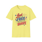 Land of the Free Tee, Because of the Brave Shirt, Patriotic USA Graphic Top, Red White Blue Freedom Outfit T-Shirt