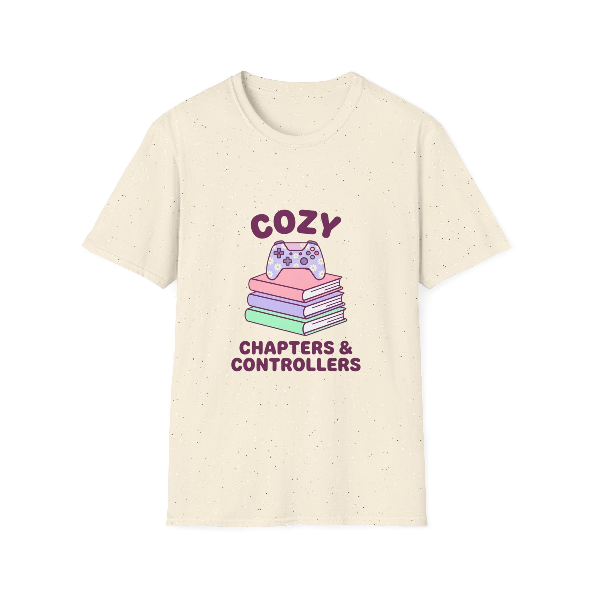 Cozy Chapters & Controllers T-Shirt — Gamer & Booklover Graphic Tee