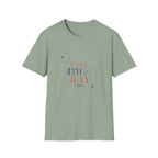 Happy 4th of July Sparkle Bow T-Shirt, Coquette Patriotic Sparkle Star Tee, Feminine Independence Day Shirt, Cute Mixed Typography 4th July