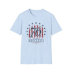 Vintage Style 76 Patriotic Shirt 4th of July Distressed American Flag Graphic Tee Fourth July Roman Numeral MDCCLXXVI Top USA Independence Day
