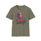 All American Girl Tee, Patriotic Bow Flip Flops Shirt, Red White Blue Graphic Top, Cute USA Fourth of July Outfit T-Shirt