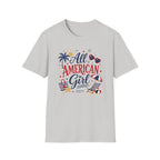 All American Girl Graphic Tee - Patriotic 4th of July Summer Beach T-Shirt