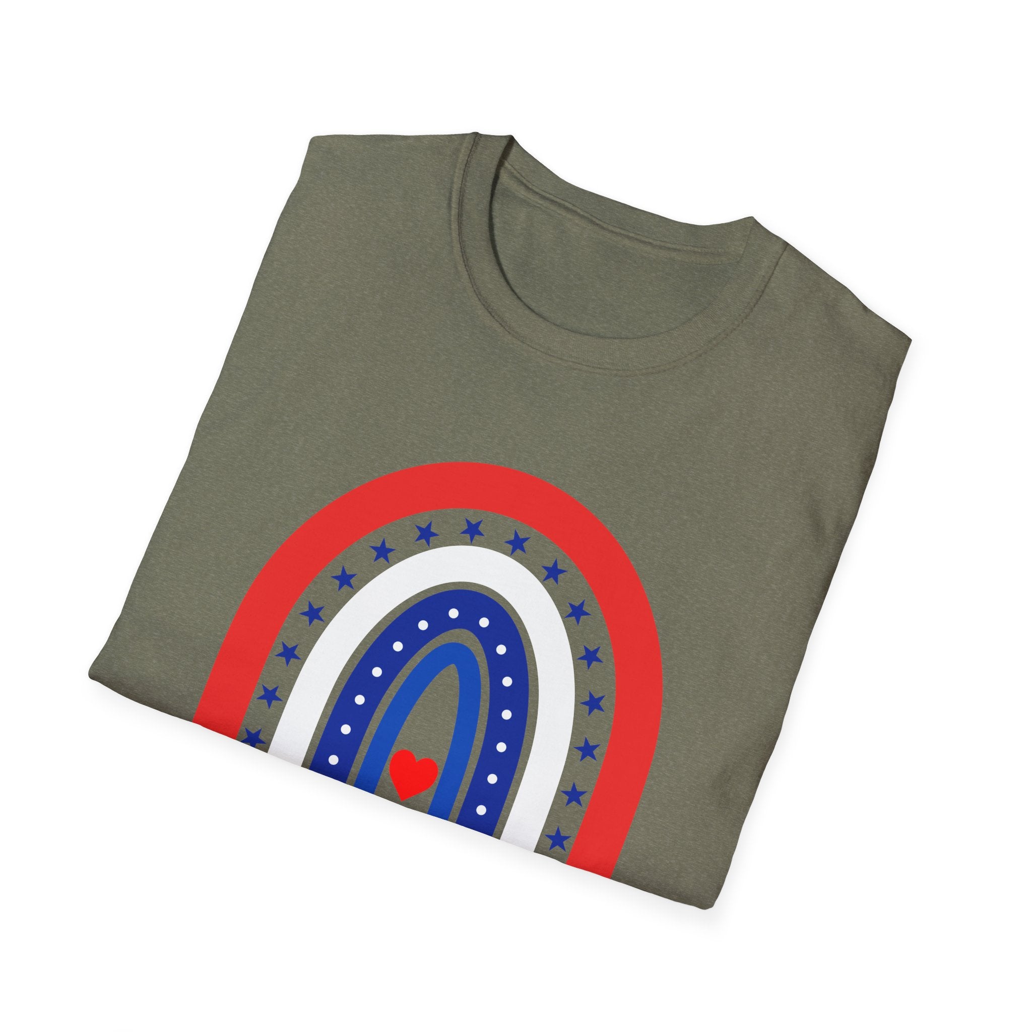 Patriotic Rainbow 250 Years T-Shirt, Boho 4th of July Rainbow Tee, America 250th Anniversary Shirt, Cute USA Rainbow Heart Gift, Independence Day