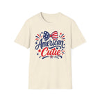 American Cutie Patriotic Bow Tee, Red White Blue Fireworks Shirt, Cute USA Fourth of July Outfit, Festive American Graphic Top T-Shirt