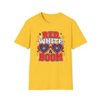 Red White Boom Sunglasses Shirt, Funny Patriotic Heart Glasses Firework Tee, 4th of July Pun Party T-Shirt, Retro Boom America Celebration Gift
