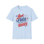 Land of the Free Tee, Because of the Brave Shirt, Patriotic USA Graphic Top, Red White Blue Freedom Outfit T-Shirt