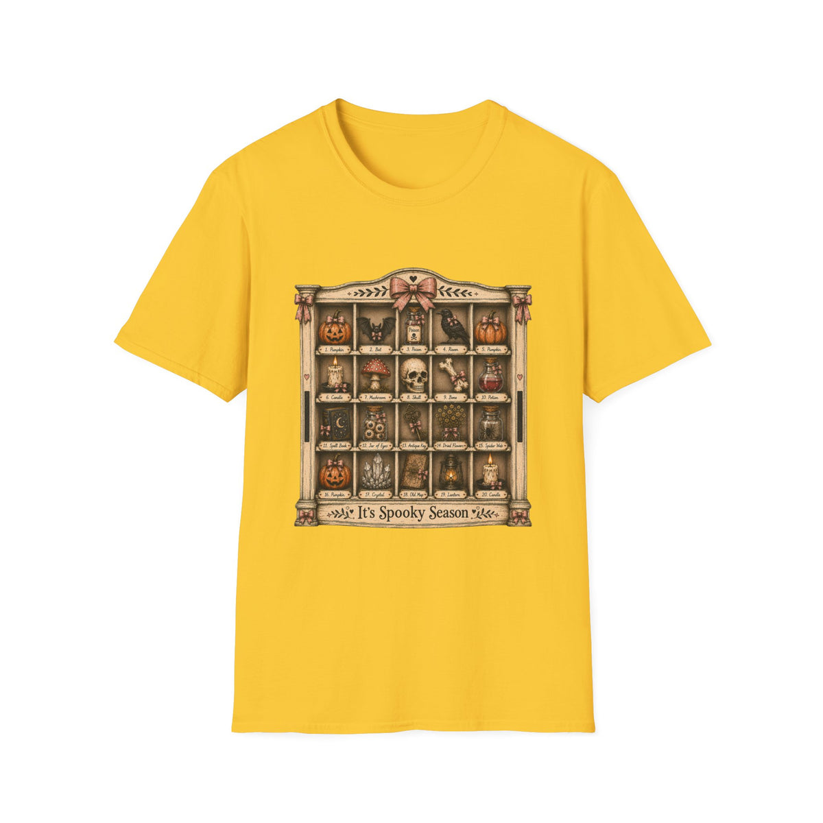 Halloween Curio Cabinet T-Shirt — Vintage Spooky Season Shelf Display