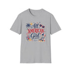 All American Girl Graphic Tee - Patriotic 4th of July Summer Beach T-Shirt