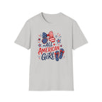 All American Girl Tee, Patriotic Bow Flip Flops Shirt, Red White Blue Graphic Top, Cute USA Fourth of July Outfit T-Shirt