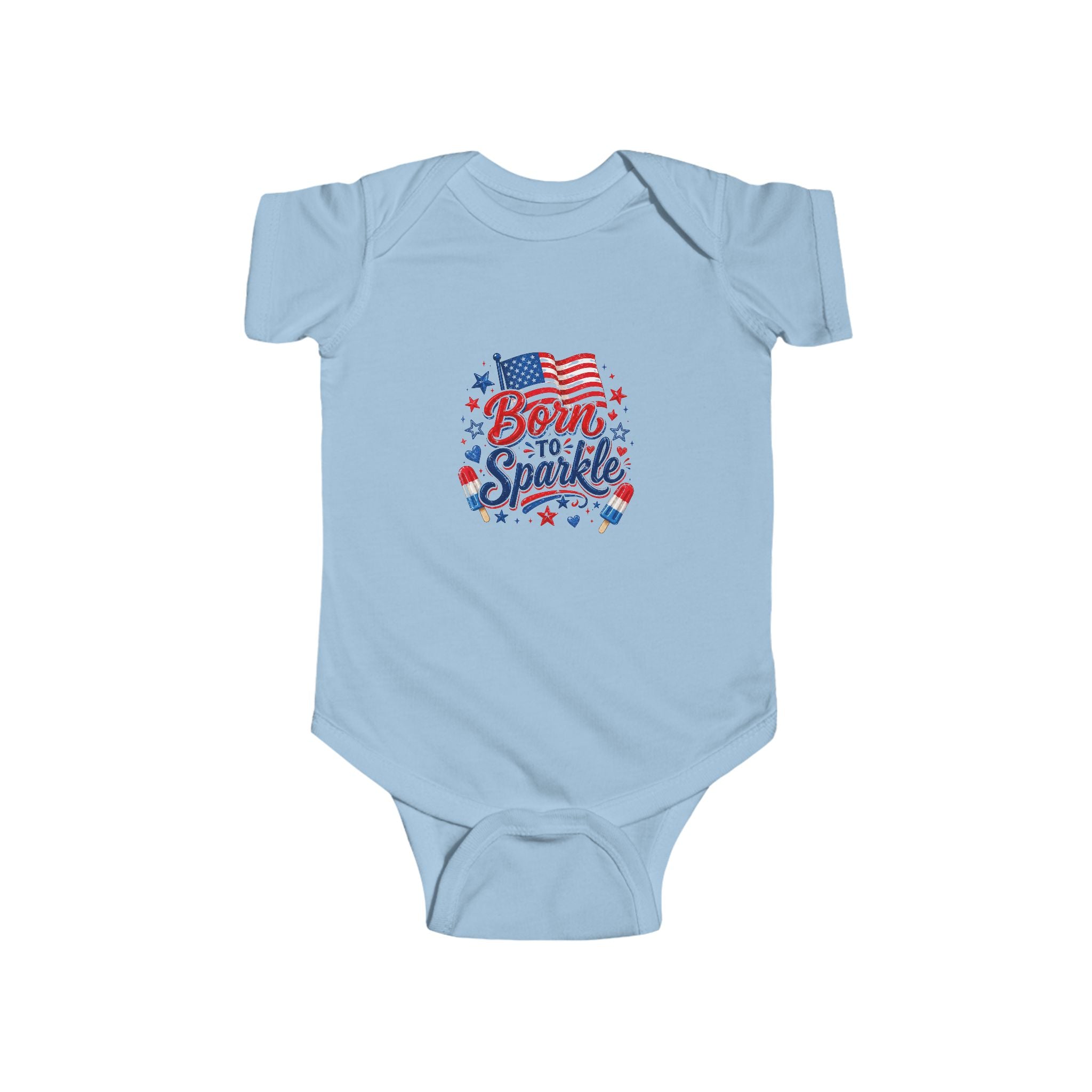 Born to Sparkle Baby Onesie, Patriotic 4th of July Infant Bodysuit, American Flag Baby Girl Boy First Fourth July Gift, Stars Sparkle Newborn Patriotic Infant Fine Jersey Bodysuit