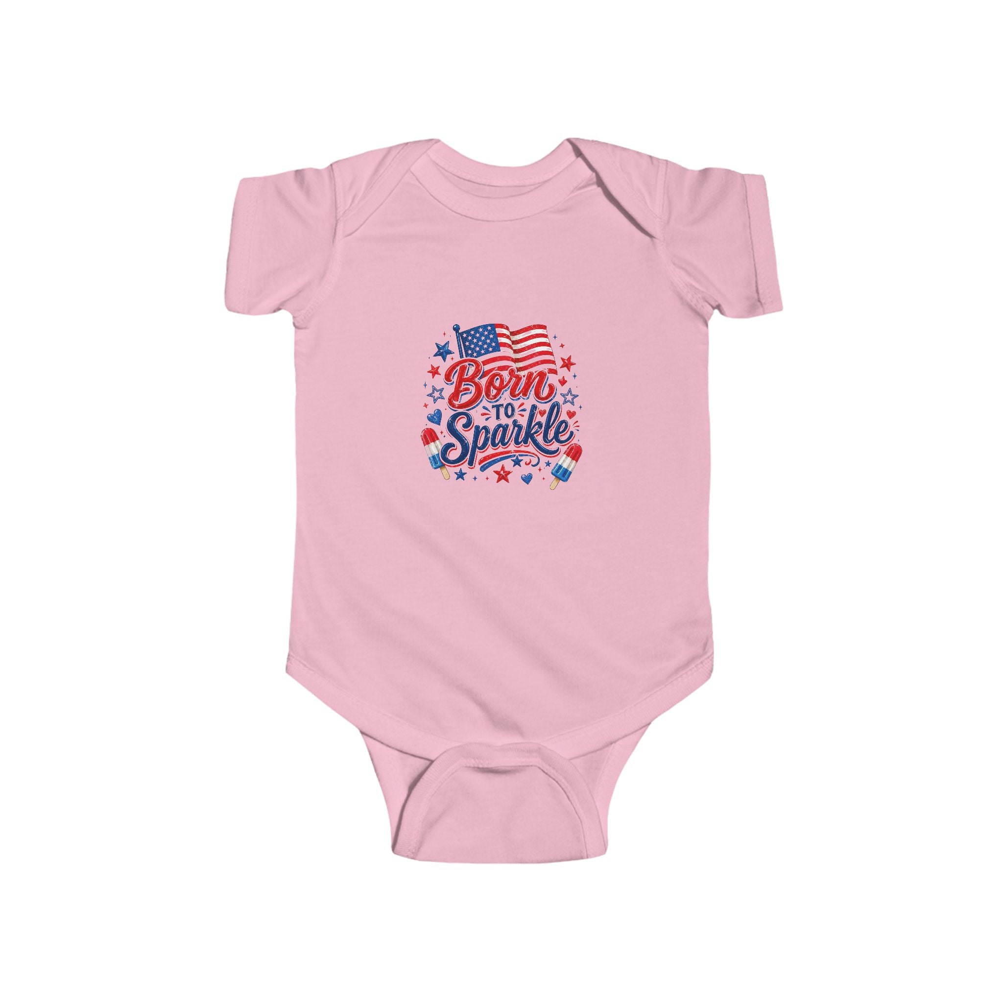 Born to Sparkle Baby Onesie, Patriotic 4th of July Infant Bodysuit, American Flag Baby Girl Boy First Fourth July Gift, Stars Sparkle Newborn Patriotic Infant Fine Jersey Bodysuit