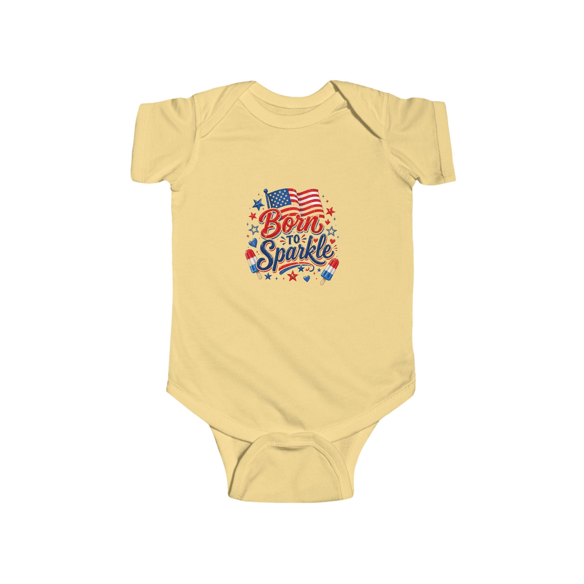 Born to Sparkle Baby Onesie, Patriotic 4th of July Infant Bodysuit, American Flag Baby Girl Boy First Fourth July Gift, Stars Sparkle Newborn Patriotic Infant Fine Jersey Bodysuit