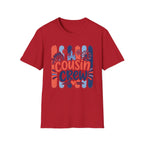 Cousin Crew Patriotic Tee, Red White Blue Fireworks Shirt, Family Matching Fourth of July Outfit, Festive USA Graphic Top