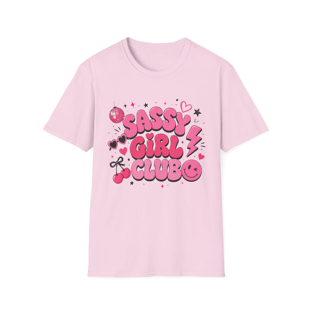 Sassy Girl Club T-Shirt — Retro Pink Bubble Letter Graphic Tee