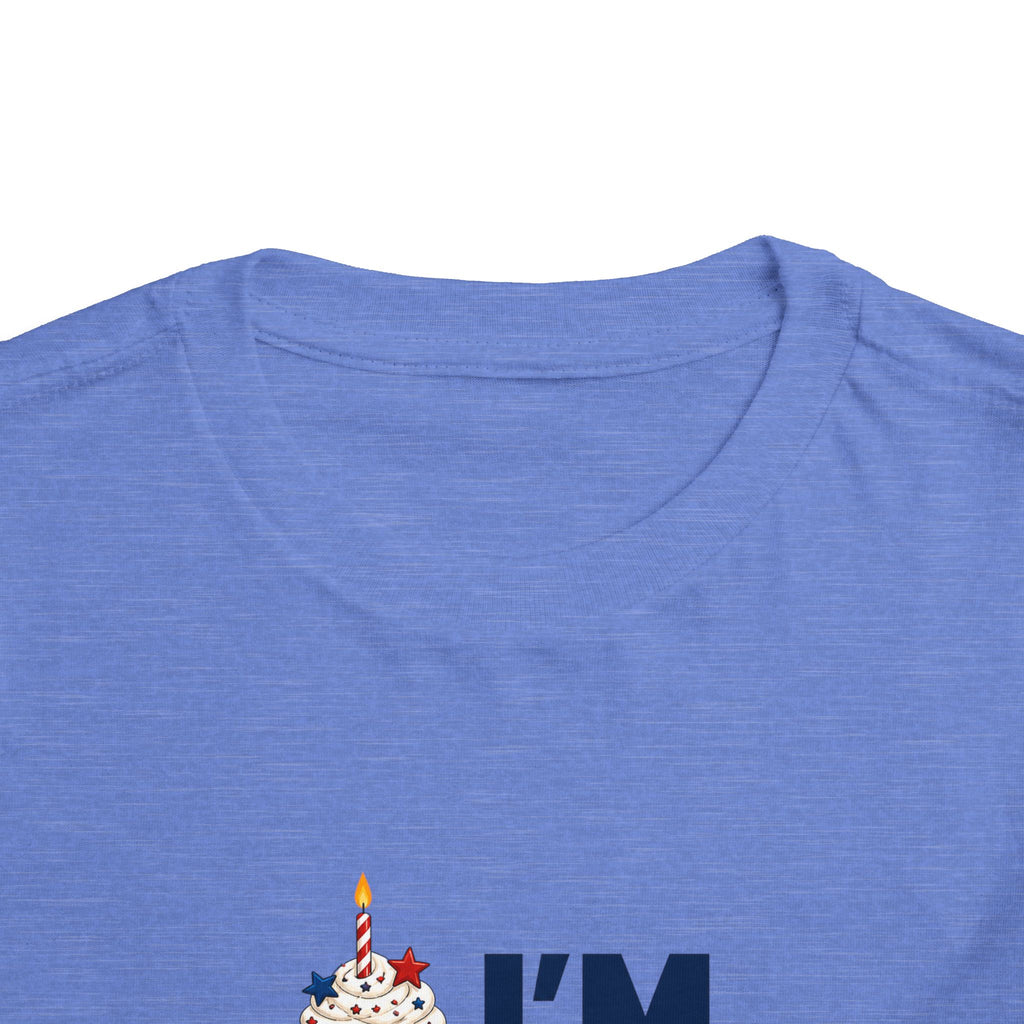 Born on the 4th of July Tee, Patriotic Birthday USA Shirt, Red White Blue Cupcake Graphic Top, Independence Day Celebration Outfit Toddler Short Sleeve Tee