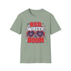 Red White Boom Sunglasses Shirt, Funny Patriotic Heart Glasses Firework Tee, 4th of July Pun Party T-Shirt, Retro Boom America Celebration Gift