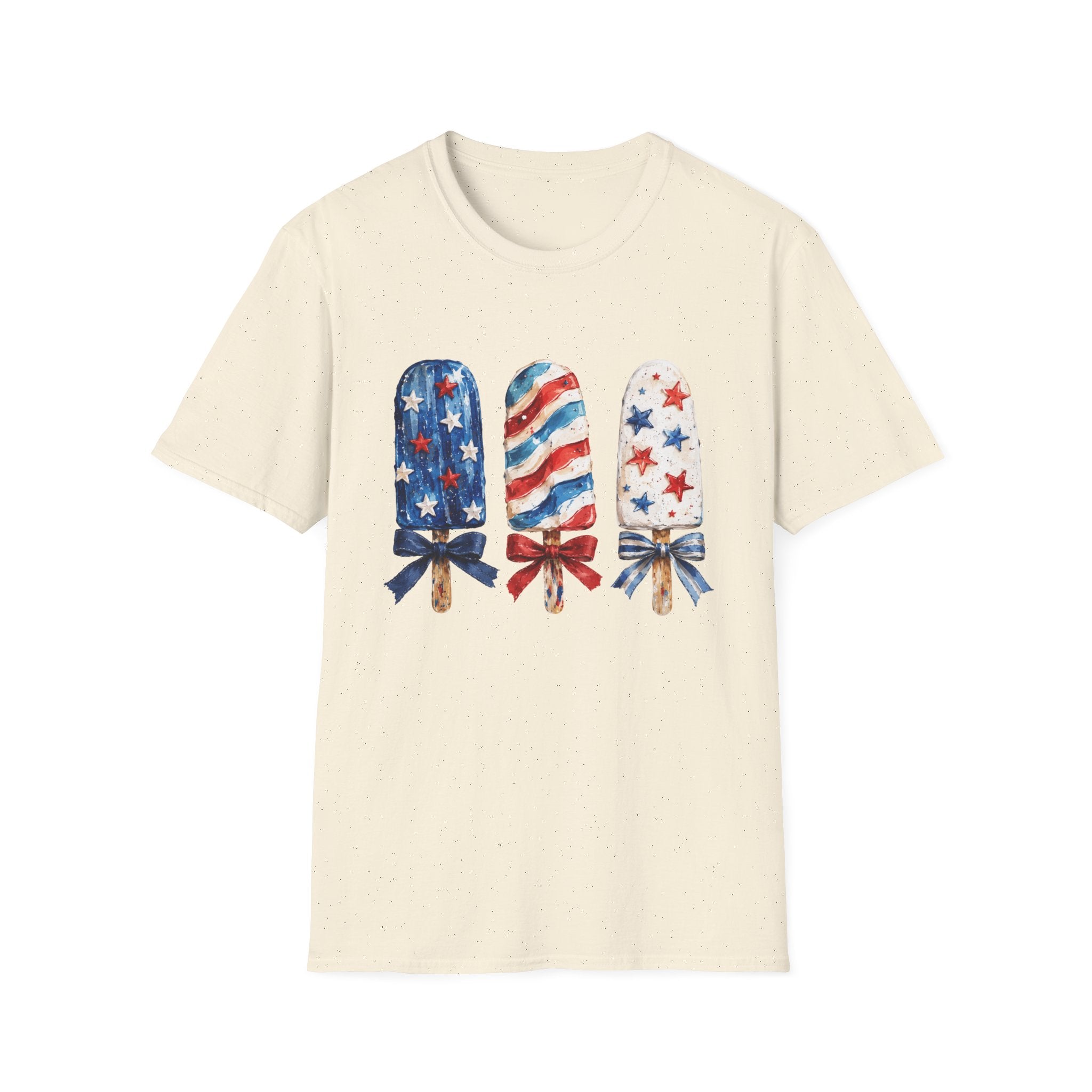 Patriotic Popsicle T-Shirt | Fourth Of July Watercolor Ice Pop Graphic Tee, Coquette Bow Summer Holiday Top
