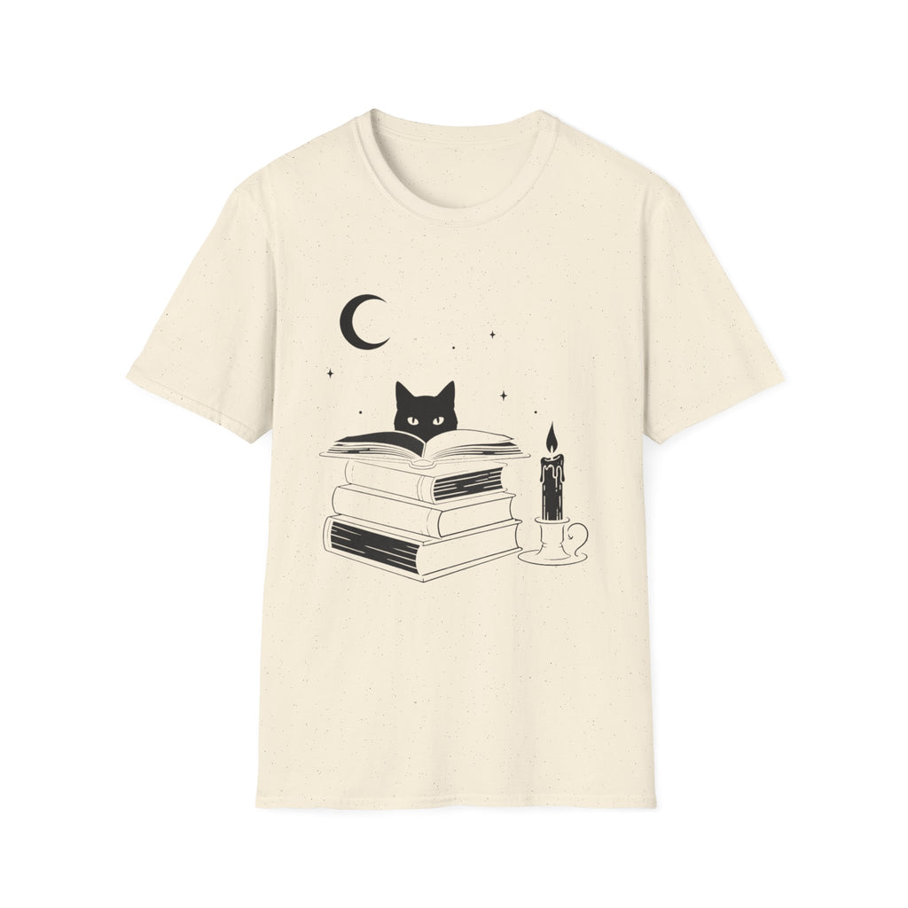 Cat & Books T‑Shirt — Mystical Reading Graphic Tee