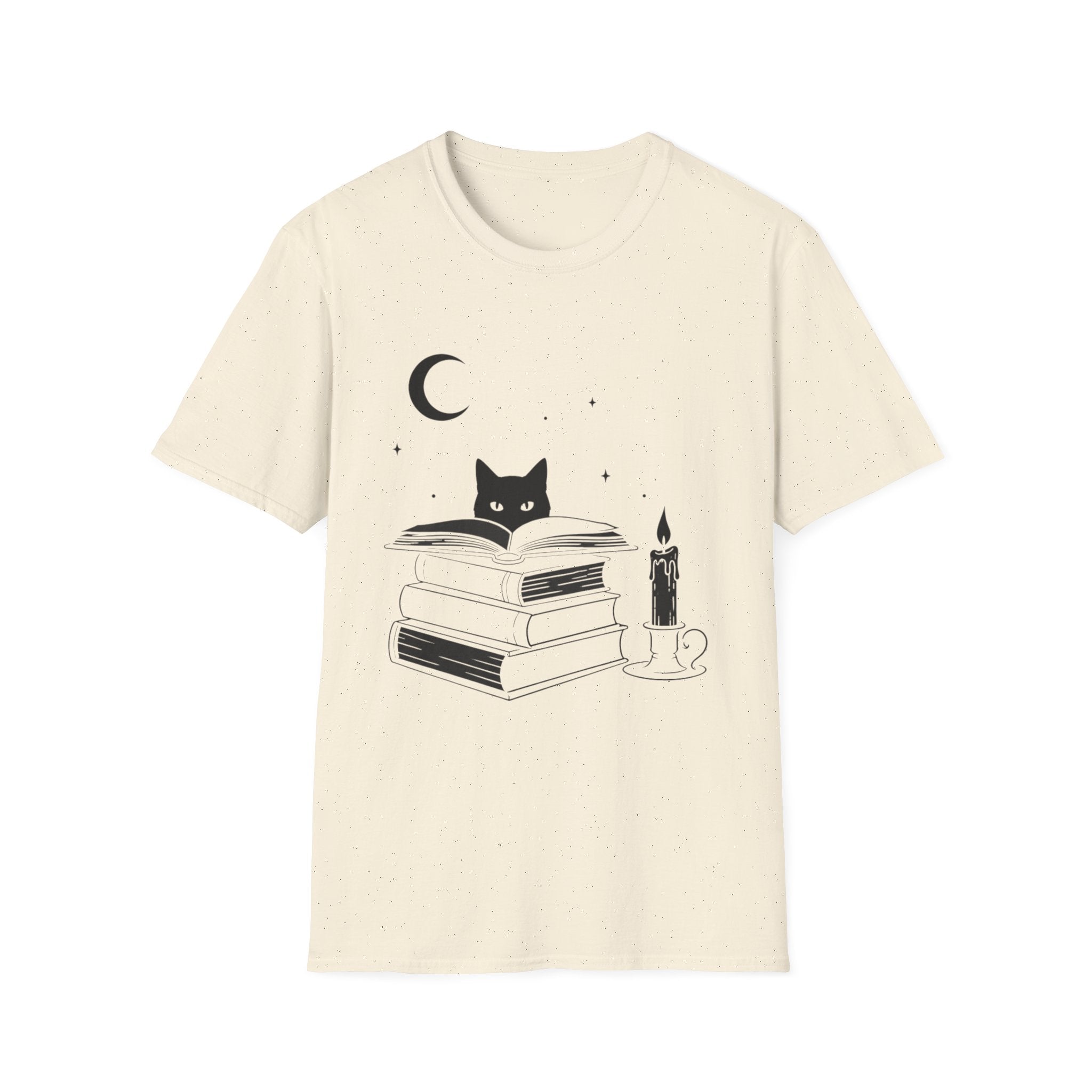Cat & Books T‑Shirt — Mystical Reading Graphic Tee