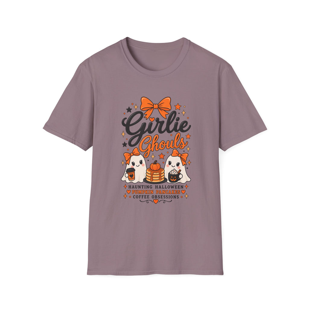 Girlie Ghouls Halloween T‑Shirt — Cute Orange Bow Spooky Graphic Tee