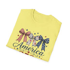 America 250 Years of Freedom Bow Shirt, Coquette Patriotic Trio Bow Tee 1776 2026, 4th of July Women's Vintage Bow T-Shirt, Gingham Stars Floral Patriotic Anniversary Gift