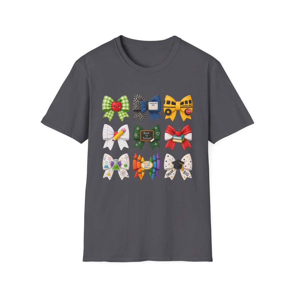 Back to School Cheer Bow T-Shirt — Cute School-Themed Hair Bows Design