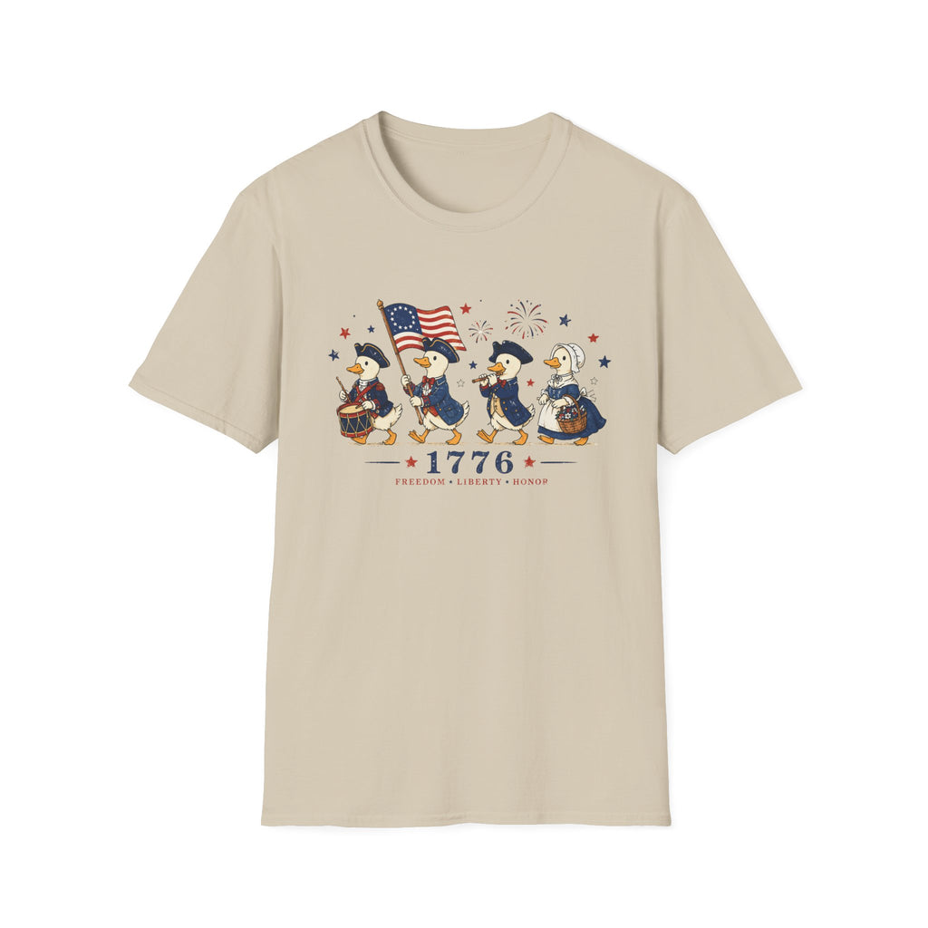 Revolutionary Duck Parade Shirt, Patriotic Duck 1776 T-Shirt, Funny 4th of July Duck Tee, Colonial Duck Marching Band, Freedom Liberty Honor USA Gift
