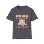 Cozy Vibes & Chapters T-Shirt — Cute Gamer + Booklover Graphic Tee