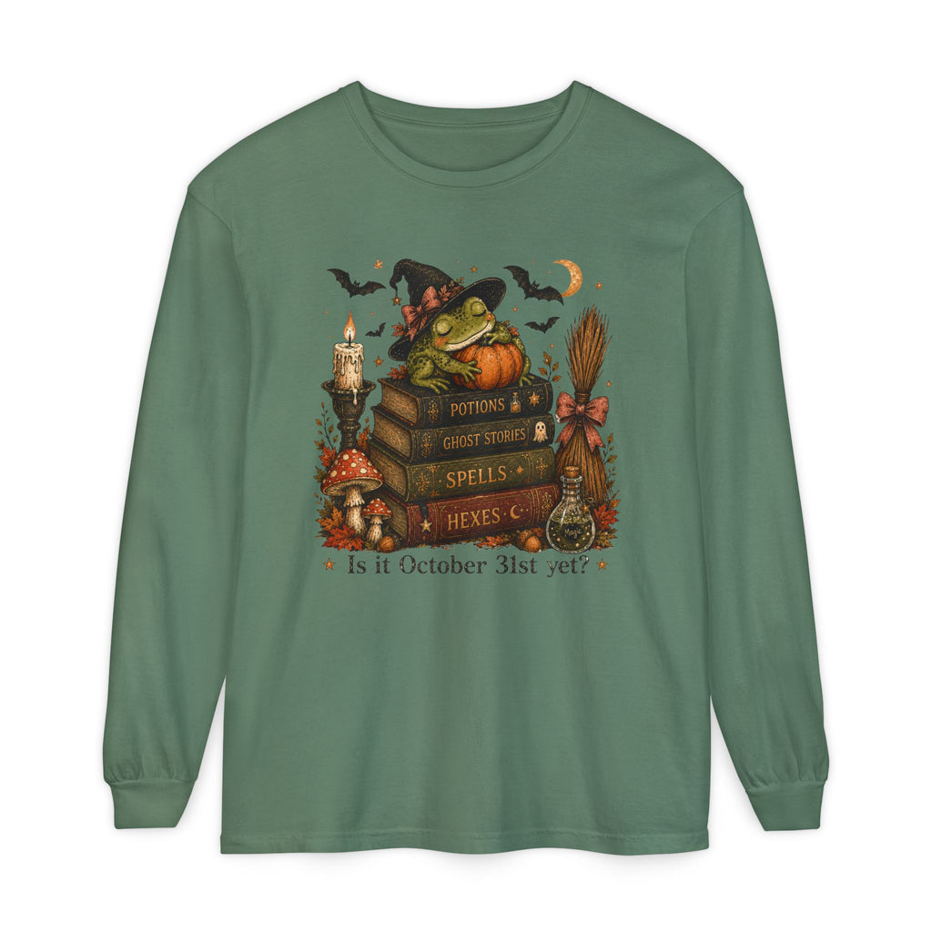 Witch Frog Potions & Ghost Stories Cute Spooky Halloween Long Sleeve T-Shirt