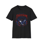 Let Freedom Ring T-Shirt | Patriotic American Bald Eagle Graphic Tee, Fourth Of July Retro Fireworks Top
