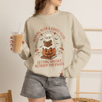 Reading With a Ghost Club Cute Spooky Book Lover Crewneck Sweatshirt