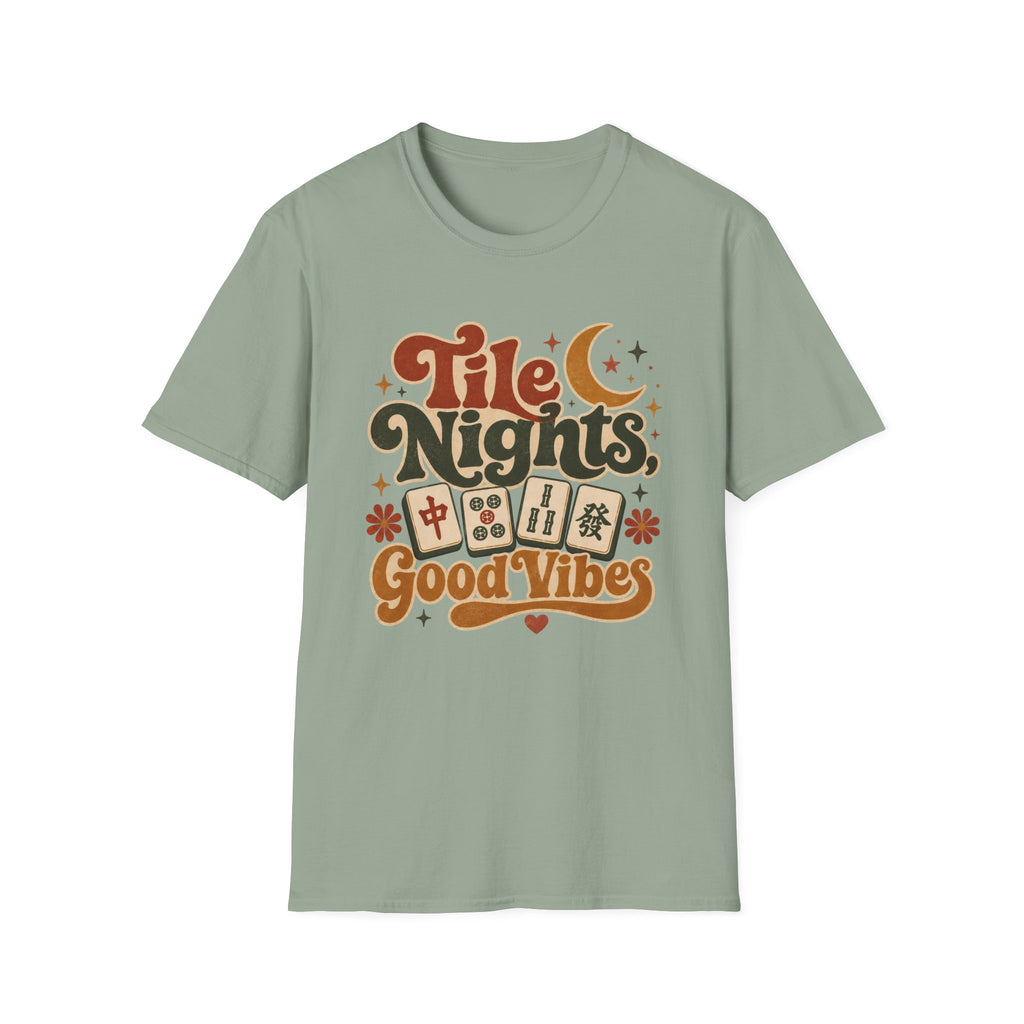 Tile Nights T-Shirt — Mahjong & Game Night Retro 'Good Vibes' Tee