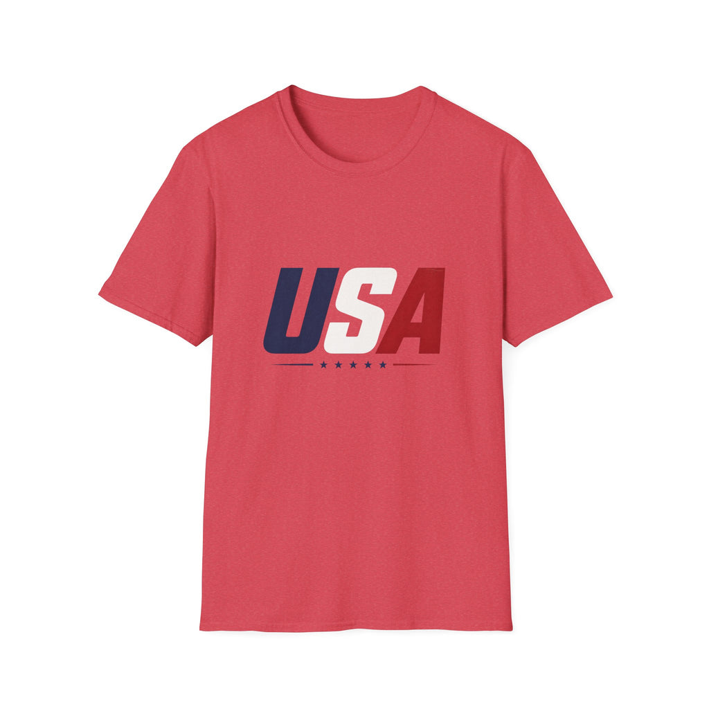 USA Bold Letter T-Shirt Sand, Patriotic American Stars Tee, 4th of July Neutral Color Shirt, USA Red White Blue Sand Tee, Independence Day Gift