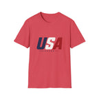 USA Bold Letter T-Shirt Sand, Patriotic American Stars Tee, 4th of July Neutral Color Shirt, USA Red White Blue Sand Tee, Independence Day Gift