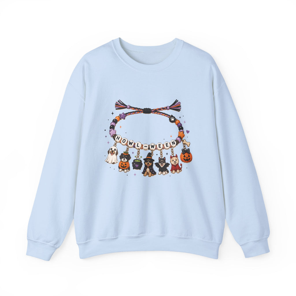 Halloween Charm Bracelet Cute Howl-ween Puppy Dog & Ghost Crewneck Sweatshirt