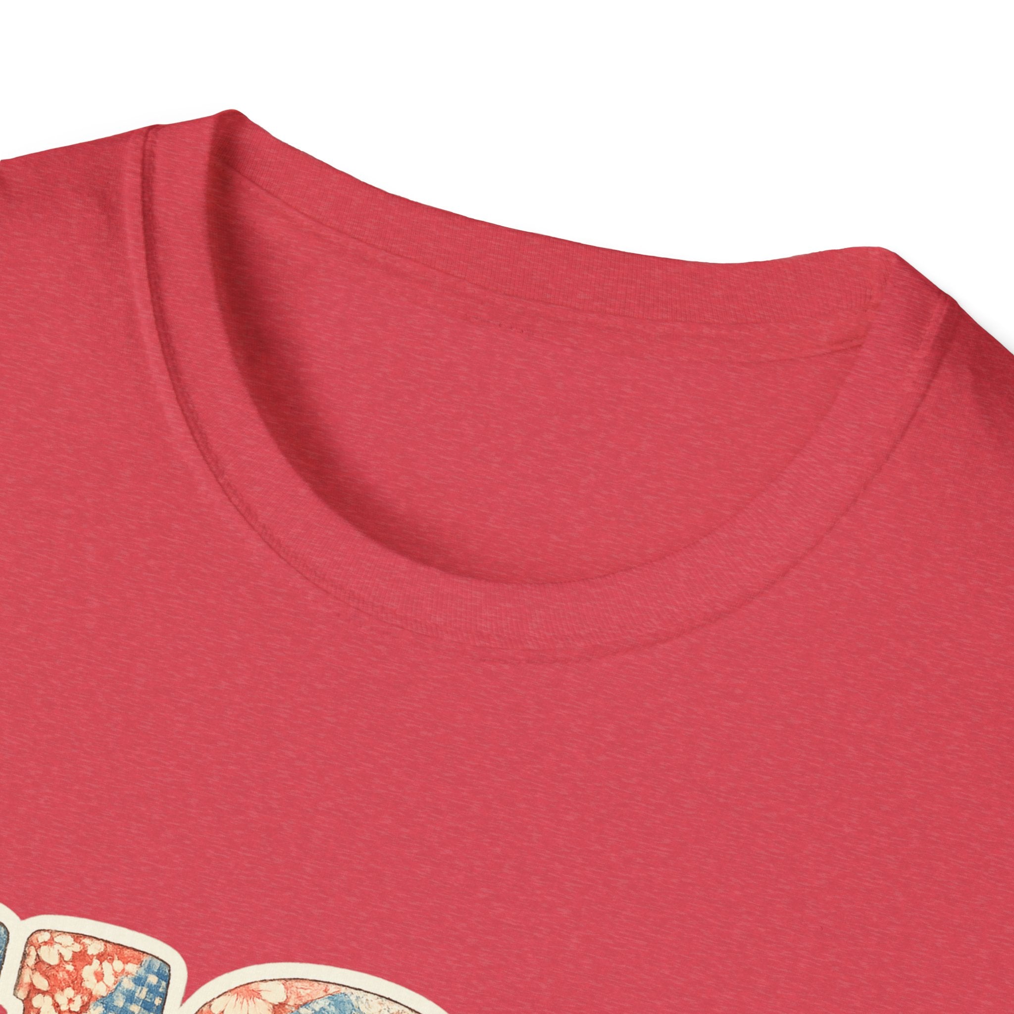 Quilted Patchwork USA T-Shirt, Vintage Floral Rose Daisy America Tee, Cottagecore Patriotic Letter Shirt, 4th of July Grandma Quilt Style