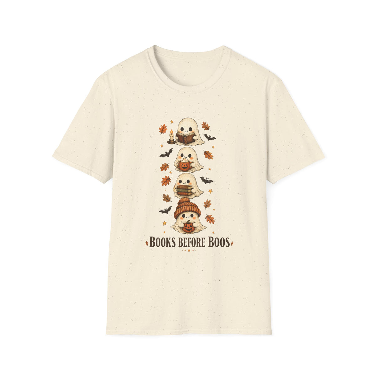 Ghost Stack T‑Shirt — "Books Before Boos" Cute Halloween Reading Tee