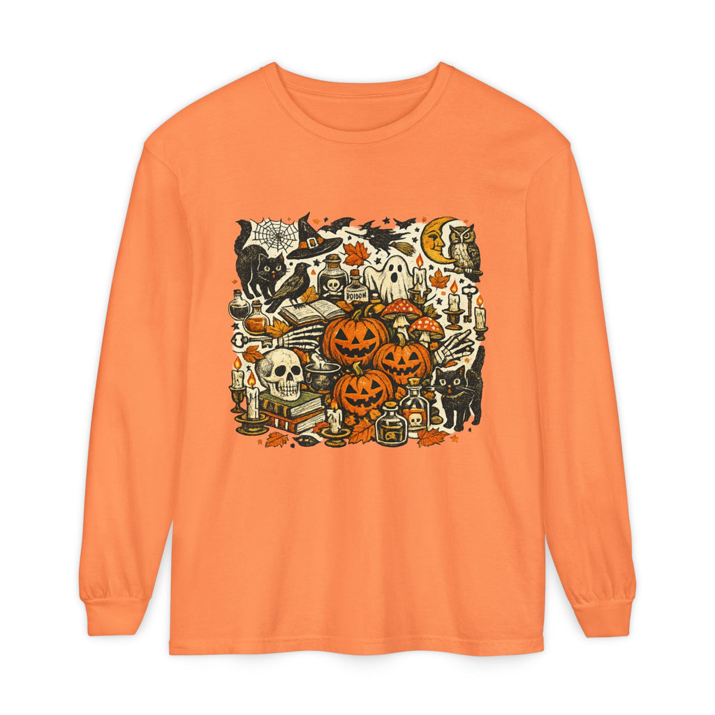 Halloween Vintage Pumpkins, Cats & Spooky Night Long Sleeve T-Shirt