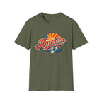 Retro America Shirt 4th of July Vintage Mountain Graphic Tee Sunset Landscape Fourth July Patriotic Stars Nature Lover