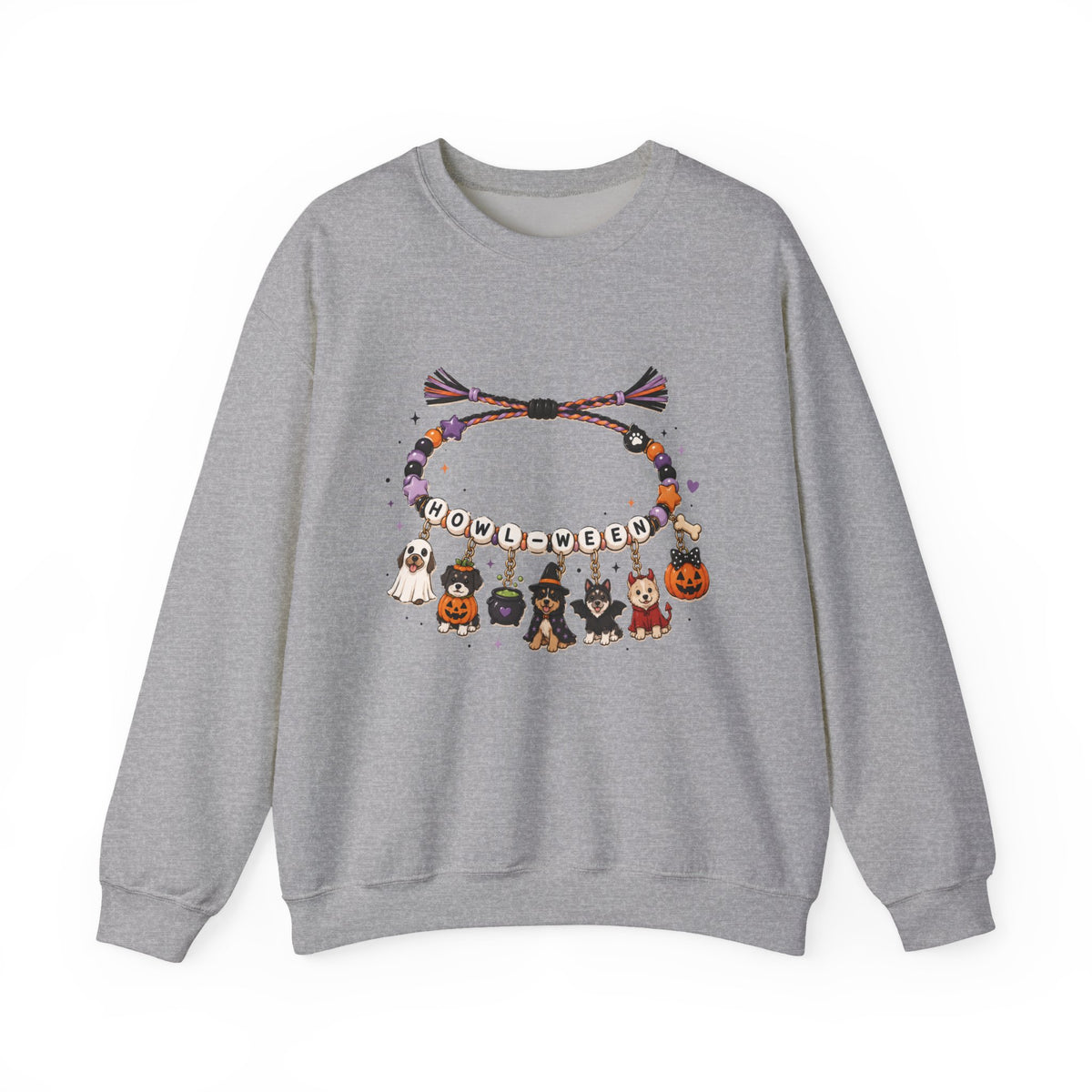 Halloween Charm Bracelet Cute Howl-ween Puppy Dog & Ghost Crewneck Sweatshirt