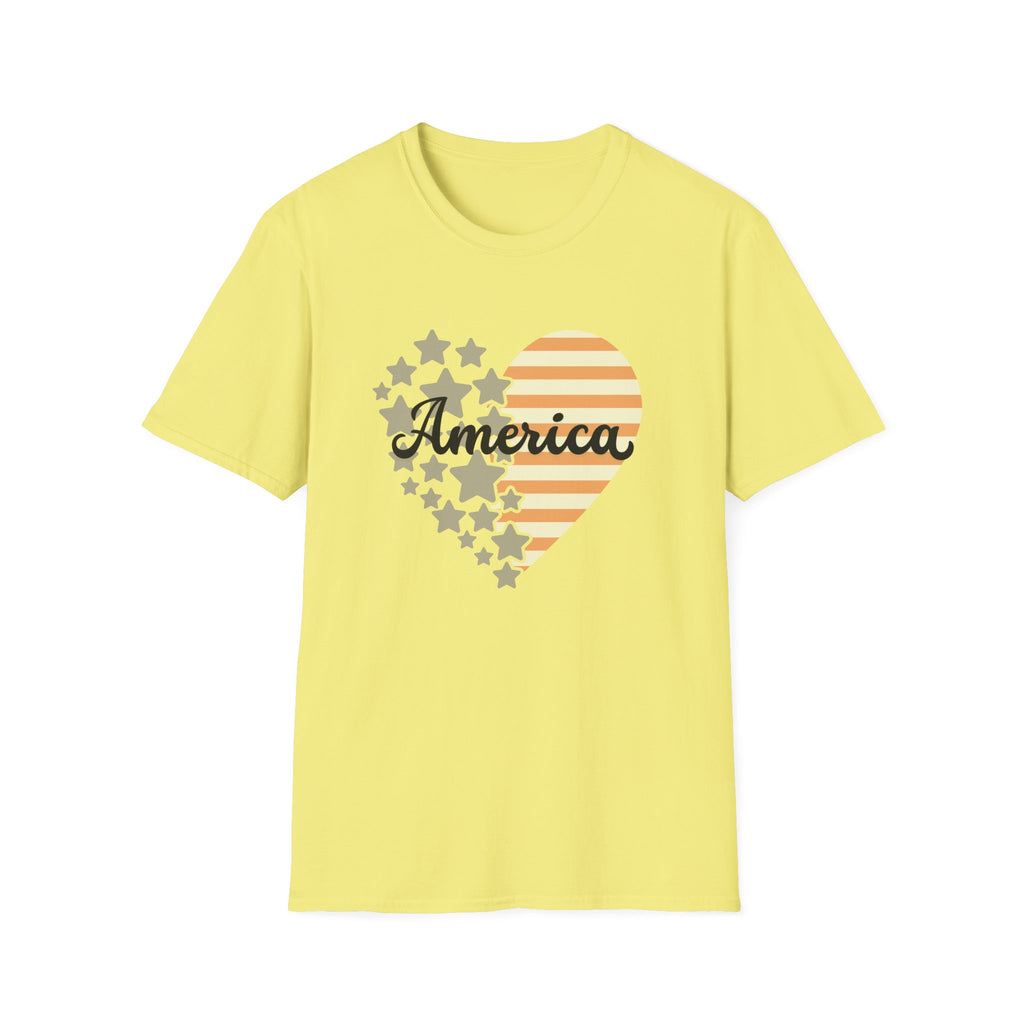 America Heart Patriotic T-Shirt, Vintage USA Flag Graphic Tee, Retro Fourth of July Shirt, Soft Americana Aesthetic Apparel, Cute Summer Holiday Outfit T-Shirt