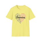 America Heart Patriotic T-Shirt, Vintage USA Flag Graphic Tee, Retro Fourth of July Shirt, Soft Americana Aesthetic Apparel, Cute Summer Holiday Outfit T-Shirt