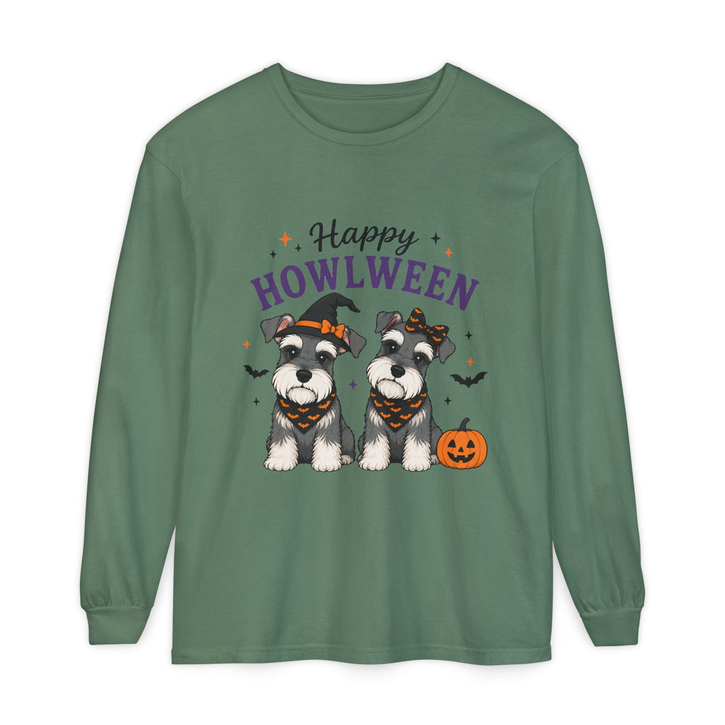 Happy Howlween Schnauzer Dogs in Costume Long Sleeve T-Shirt