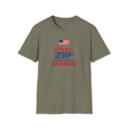 Happy 250th USA Tee, United States Anniversary Shirt, Red White Blue Patriotic Graphic Top, American Pride Celebration Outfit T-Shirt
