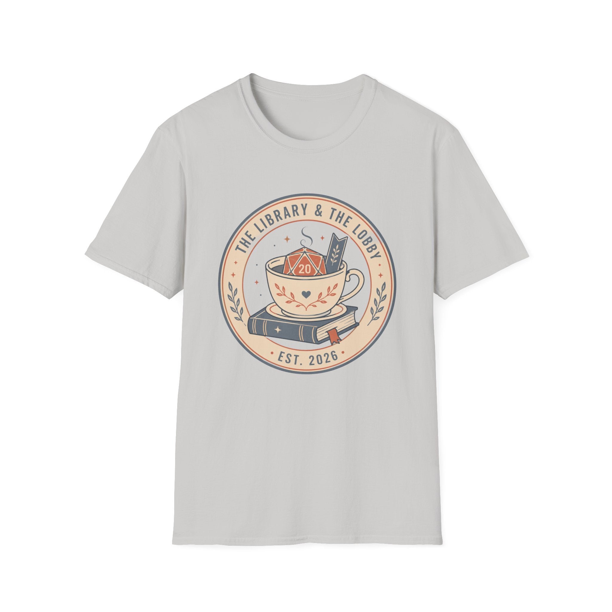 Library & The Lobby Tea Cup T‑Shirt — 'The Library & The Lobby' Vintage Bookstore Tee